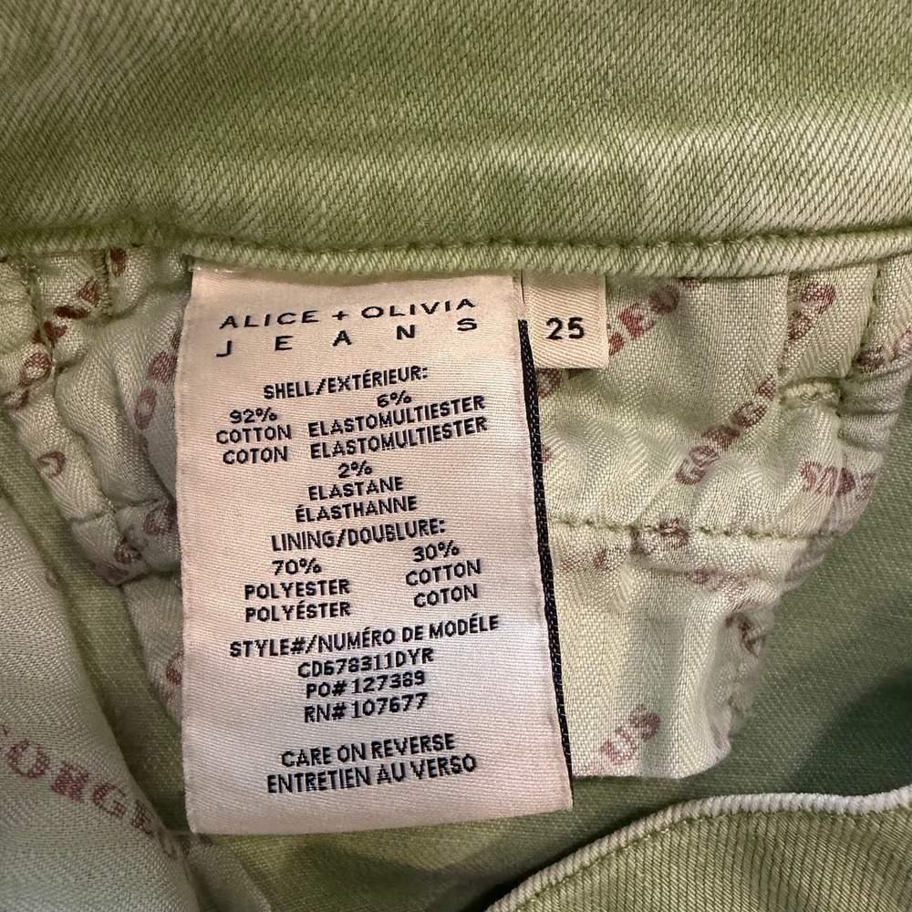 Alice + Olivia Gorgeous Coin Pocket Jeans Green Size‎ 25 - Picture 6 of 7